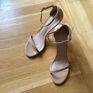 Stuart Weitzman Nudistsong Patent Ankle-Wrap High-Heel Sandals - Made in Spain